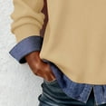 thumbnail image 7 of ManxiVoo Women's Denim Patchwork Sweatshirt Casual Lapel V Neck Long Sleeve Pullover for Street Style XXL Size Khaki, 7 of 7
