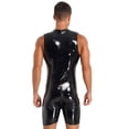 thumbnail image 2 of YONGHS Men's One Piece Wetlook Faux Leather Sleeveless Front Zipper Leotard Bodysuit Catsuit Black XL, 2 of 7