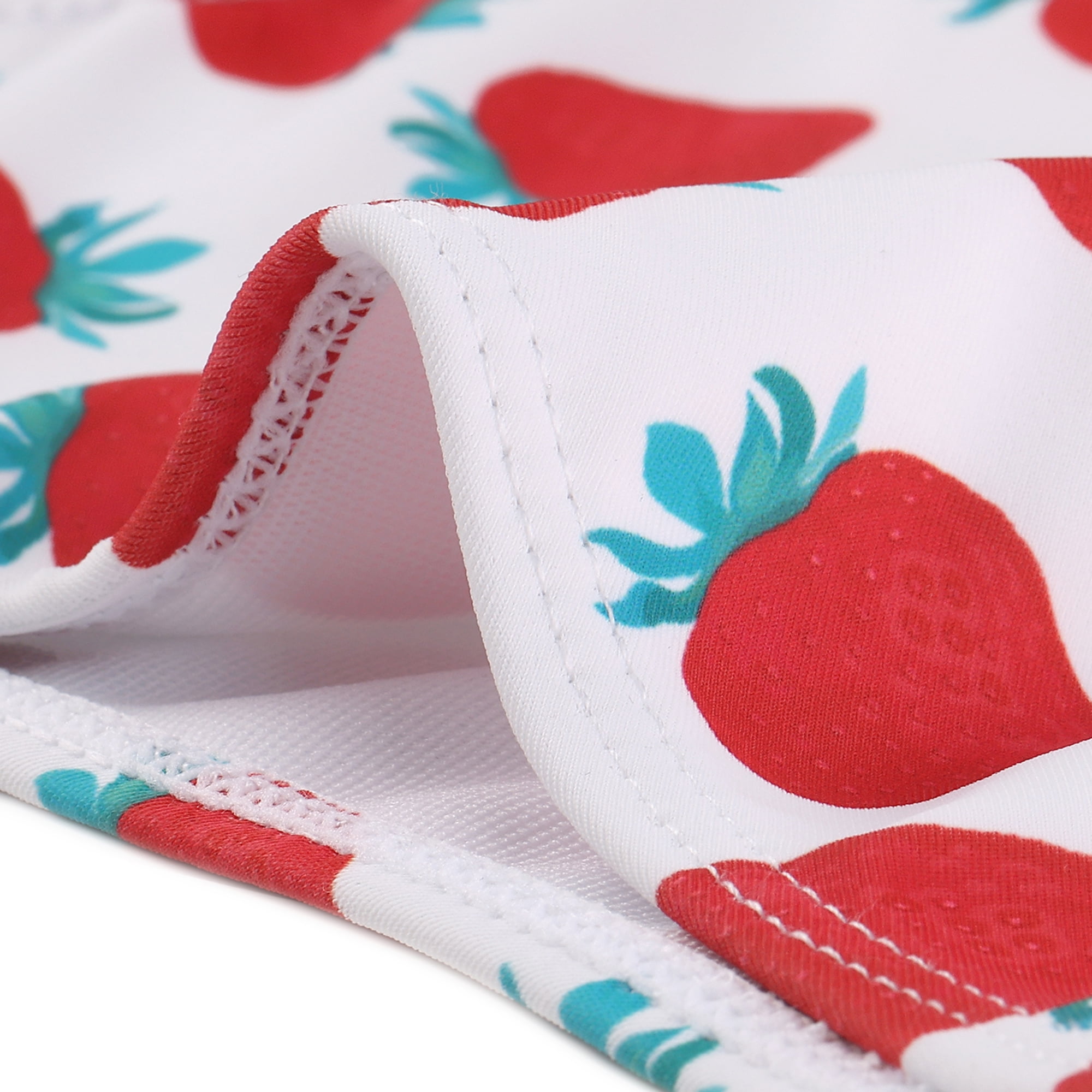 DARING DIVA Women's Plus Cute Strawberry Pattern Swimwear Bathing Suits L White