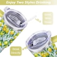 thumbnail image 5 of 40oz Yellow Lemon Pattern Stainless Steel Flip Straw Tumbler Spill Proof Travel Cup Double Wall Vacuum Insulated Coffee Mug with Top Handle, 5 of 6