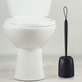 thumbnail image 2 of Escobilla y soporte para inodoro, cepillo para inodoro con soporte automático, estropajo y soporte para inodoro con pinzas, cepillos para inodoro para baño con mango de aluminio, cepillo oculto, 2 of 5