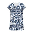 thumbnail image 7 of ClodeEU Women's Summer Floral Print V Neck Short Sleeve T Shirt ,Casual Tunic Shirts Blue 01,Womens Plus S, 7 of 7