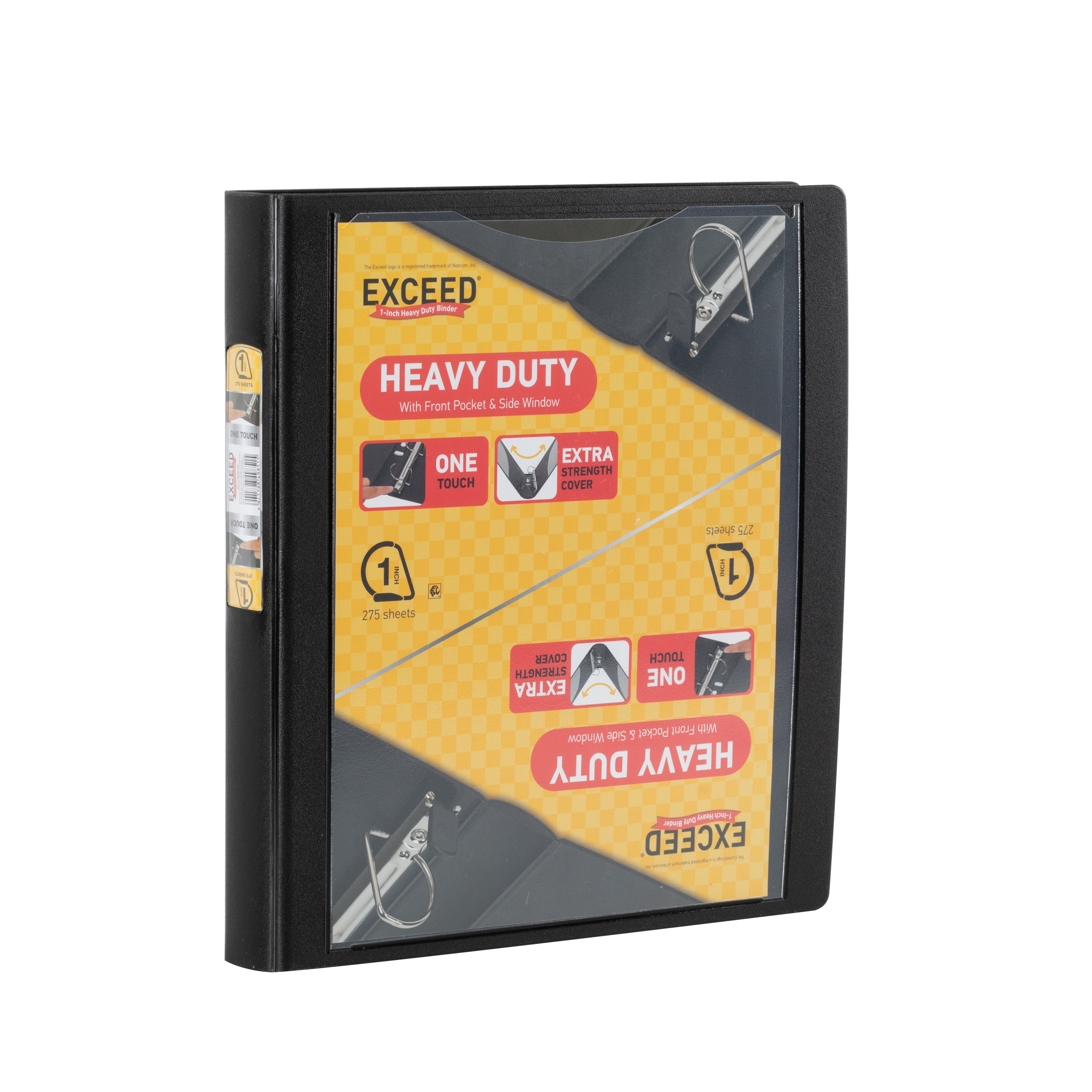 (2 pack) Exceed 3-Ring Heavy Duty Binder, 1 inch, Black, Slant D-Ring