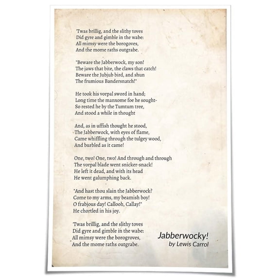 Jabberwocky Poem Wall ArtPoster Canvas  Room Wall  for Canvas Decorations for Home poster