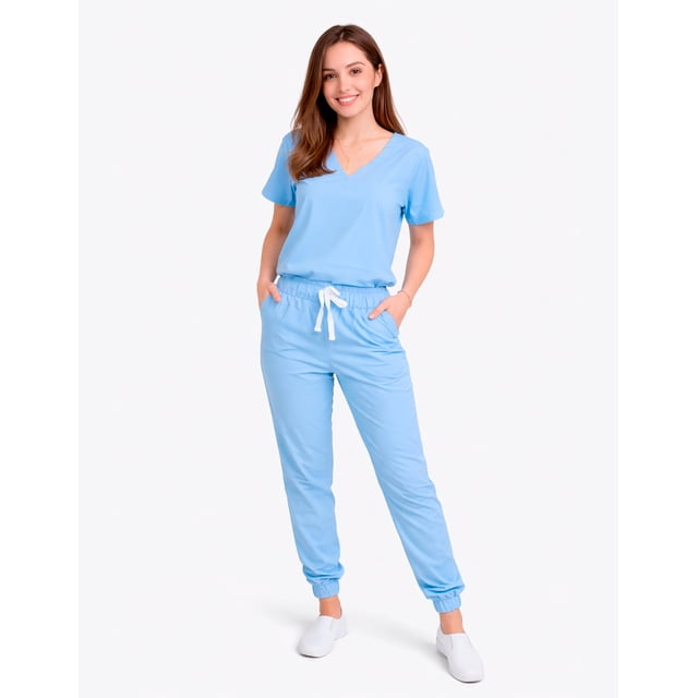 Uniforme Médico Dama, Enfermera, terapeuta, Doctora Quirúrgico Piel de Durazno AZUL CIELO CH