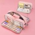 thumbnail image 4 of njshnmn Large Capacity Pencil Case Solid Color Macaron Double Window Functional Pencil Case Girl Pencil Box, 4 of 8