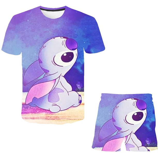 Niñas verano niño niñas Disney Stitch ropa 2 uds trajes niños ropa para niñas chándal traje para niñas niños ropa 6M Gao Jinjia LED
