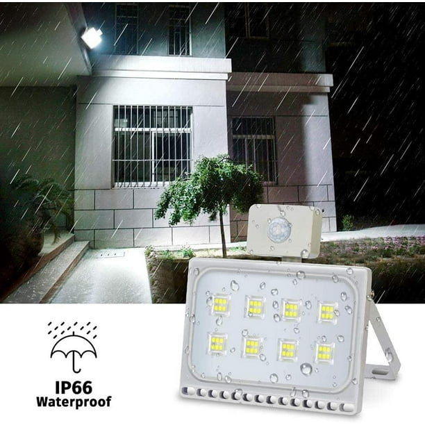 Projecteur Spot LED Extérieur 20W avec Détecteur de Mouvement - IP65 Blanc  Froid 6000K, Garage Jardin