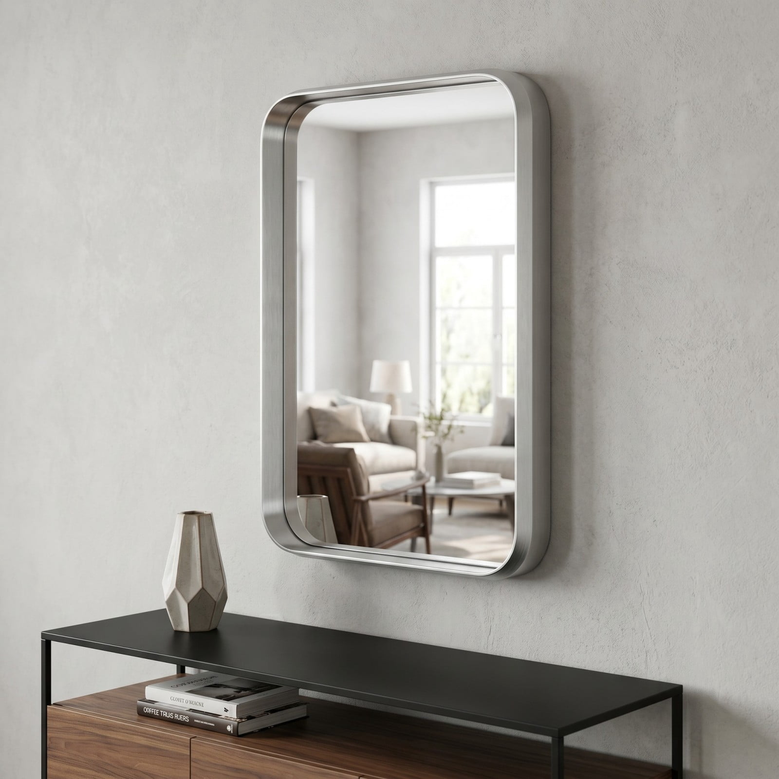 Gleamira 24"x32" Rectangular Bathroom Mirror Vanity Wall Mounted Mirror with Deep Frame, Silver