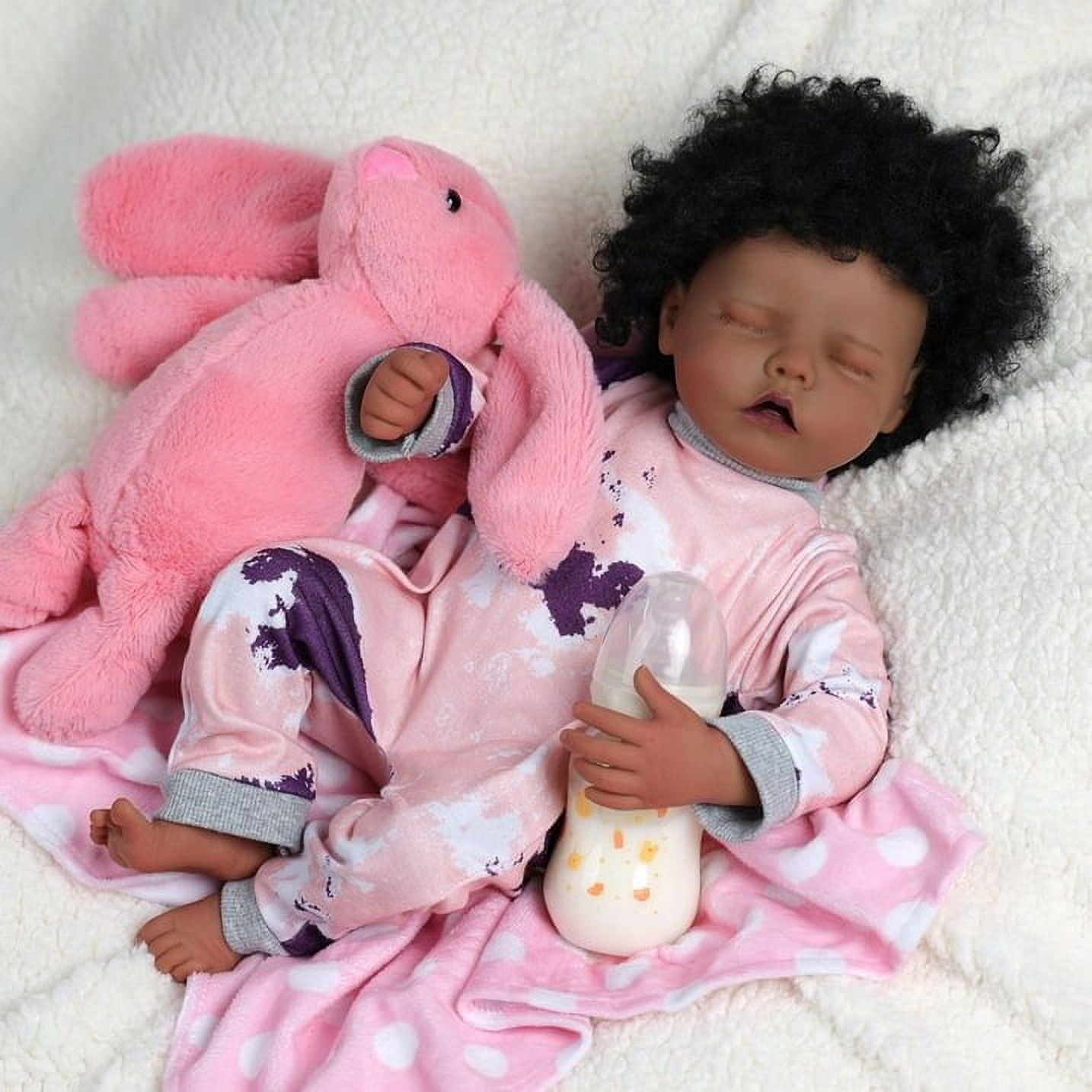 RSG Lifelike Reborn Baby Dolls 17 Inch Baby Dolls African American Real Life Baby Dolls Full Soft Cloth Body Gift Box for Kids Age 3+