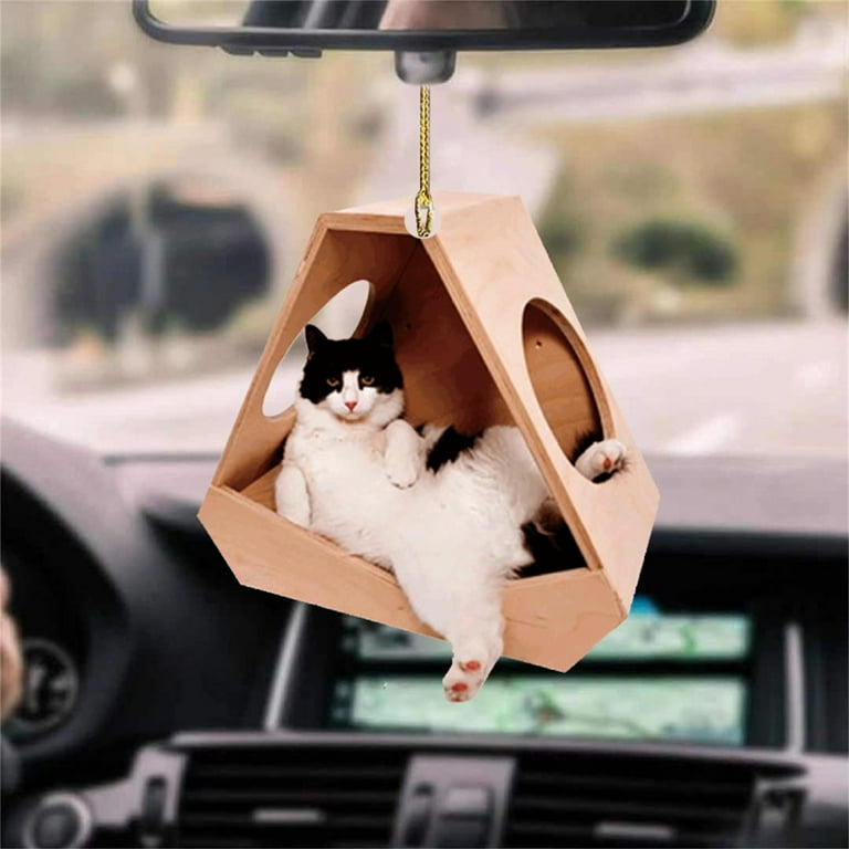 Home Decor Cat Car Hanging Ornament Deco Rear View Mirror Funny