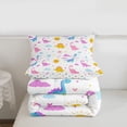 thumbnail image 5 of Erosebridal Colorful Cute Dinosaur Full Size Comforter Sets For Girl Kids,Multicolor Clouds Print Bedding Sets, Reversible 3pcs, 5 of 7