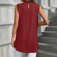 thumbnail image 5 of Miluxas Womens Tank Tops Casual Mock Neck Pleated T Shirts Tunic Sleeveless Top Fashion Clothes Wine, 5 of 9