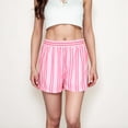 thumbnail image 4 of Women's Striped Elastic Waist Lounge Shorts with Relaxed Fit and Side Pockets - X Large, Pink, 4 of 7