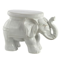 JONATHAN Y White Elephant 14.2" Ceramic Garden Stool, Antique White