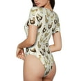 thumbnail image 3 of Daiia Chicken Cartoon print Women's Crew Neck Short Sleeve Bodysuit Fashion Tops Fit Casual Basic Extender Bodysuit-Small, 3 of 9