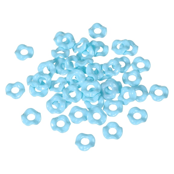 50 Pcs Wavy Spacers for Beaded Pens, Acrylic Flower Beads Colorful Wave Spacer Focal Bead for DIY Jewelry, Sky Blue