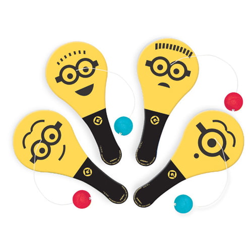 New Despicable Me Minion Made 4 Pack Mini Paddle Balls Party Favors Birthday 
