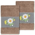 thumbnail image 2 of Linum Home Textiles 2 Pieces Texture/Embroidery Cotton Hand Towel, 30" x 16", Brown, 2 of 3