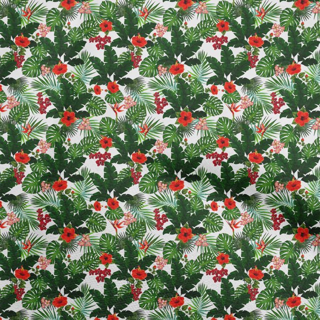 oneOone Polyester Spandex White Fabric Florals Fabric For Sewing Printed Craft Fabric By The Yard 56 Inch Wide