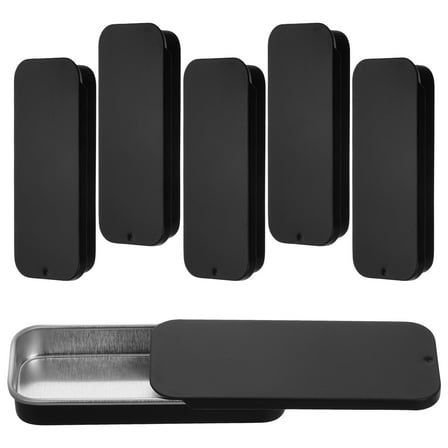 Phenofice Metal Tin Box Sliding Lid Tin Iron 6Pcs Black For Gaming Accessories Home