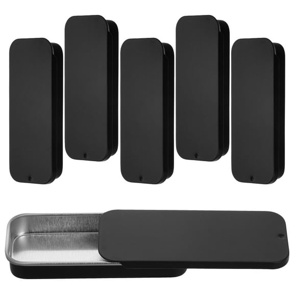 Phenofice Metal Tin Box Sliding Lid Tin Iron 6Pcs Black For Gaming Accessories Home