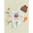 thumbnail image 4 of Thanksgiving Baby Girl Boy Outfit Long Sleeve Gobble Romper 3M 6M 12M 18M Turkey Bodysuit Jumpsuit Fall Winter Clothes, 4 of 10