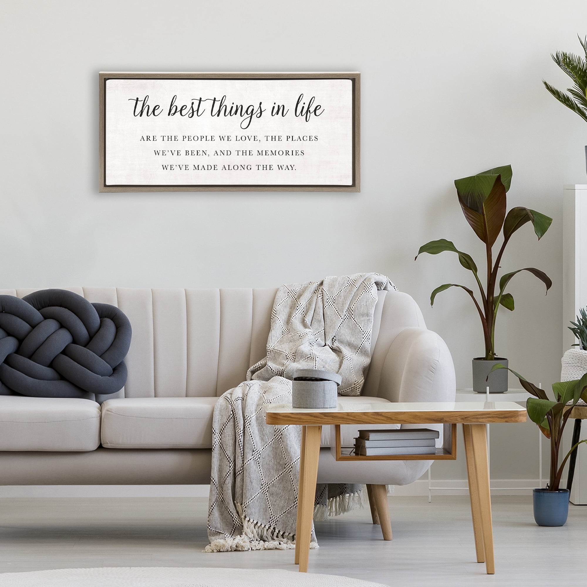 Stupell Industries Best Things In Life Uplifting Brown Framed Floater Canvas Wall Art, design by Natalie Carpentieri