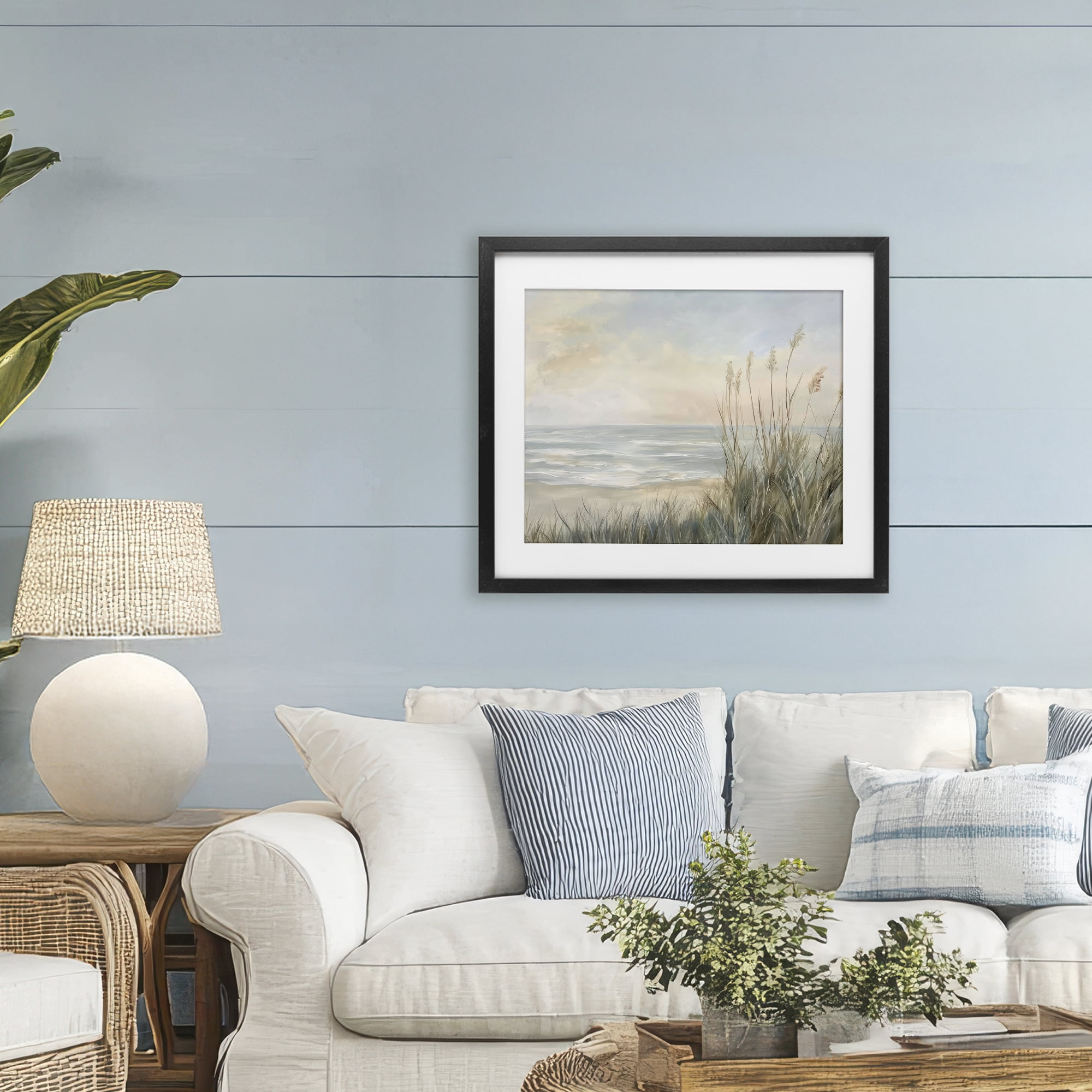 Stupell Industries Scenic Beach Dunes at Dawn Black Framed Print Under Glass, design by Petal Prints Design