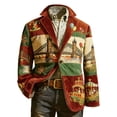 thumbnail image 1 of Abrigo Largo de los Hombres Vestido Corduro Impresión Blazer, Chaqueta de Fiesta Ceremonial con Bolsillos para Invierno Primavera, 1 of 3