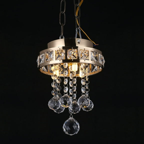 Worgeous Modern Crystal Chandelier LED Ceiling Light Lamp Pendant Lighting Fixture for Hallway Bedroom Dining Room Living Room Corridor 12W (Chrome Lamp Body and Warm Light)