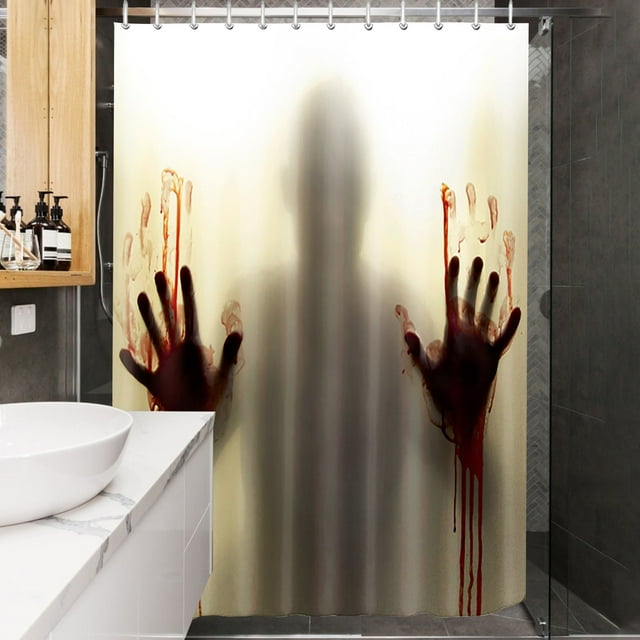 TIMIFIS Halloween Décorations Halloween Rideau de Douche Halloween Horreur Atmosphère Décoratif Impression Imperméable Rideau de Douche