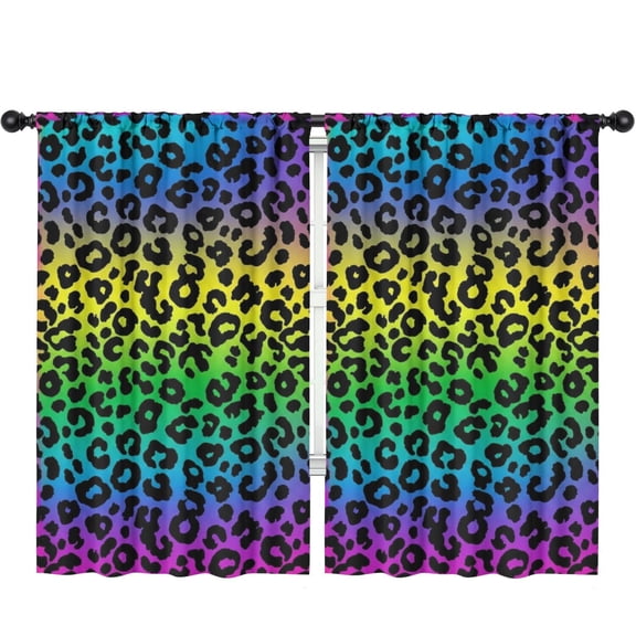 Blackout Kids Curtains,Black and Blue Leopard Print Children's Insulated Curtains Set Of 2,Bedroom Essentials,Toddler Room Decor 52"x84"