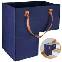 Stair Baskets for 16" Carpeted and Wooden Stairs Foldable Staircase Basket with Leather Handles Felt Stair Step Storage Organizer for Home Laundry Toys