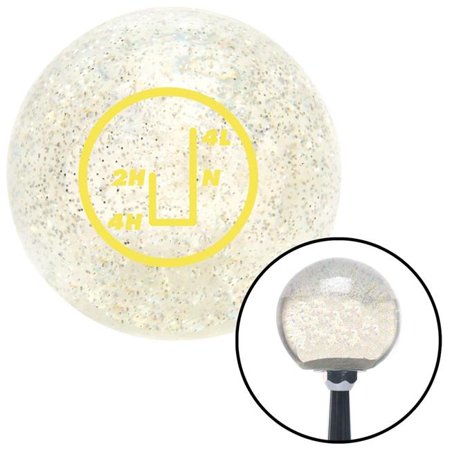 American Shifter Yellow Transfer Case No.3 Clear Metal Flake Shift Knob with M16 x 1.5 Insert Shifter