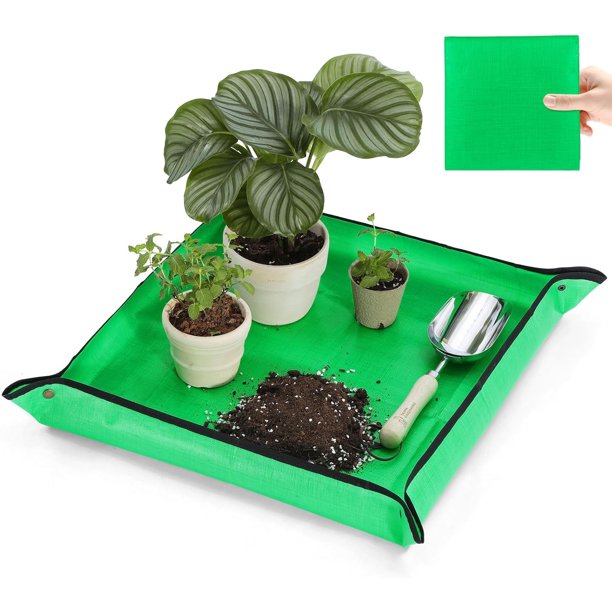 Alfombrilla para trasplante de plantas en interiores y control de desorden, súper gruesa, impermeable, plegable para macetas, suculentas, podas, mezcla de suelos, regalos de jardinería
