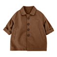 thumbnail image 2 of EnJoCho Boys Girls Lapel Trench Jacket Kids Button Down Outerwear Mid Length Casual Windbreaker Coat With Side Pockets For Fall Winter Holiday Daily Wear, 2 of 4