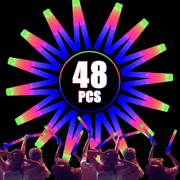 48/96 Pcs LED Foam Glow Sticks, Glow Sticks Bulk Light Up Party Favors For Kids 4-8 8-12 Glow In The Dark Party Supplies For Boys Girls Adults Halloween Wedding Birthday Christmas Gifts