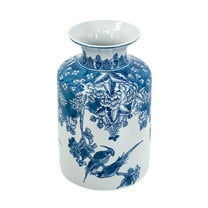 A&B Home Blue and White Botanical Bird Porcelain Vase 7.9" x 7.9" x 12.2"