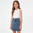 thumbnail image 5 of Shadoumai Denim Flared Skort for Toddler Girls Playful Pleated Mini Jean Skirt with Built-In Shorts, 5 of 6