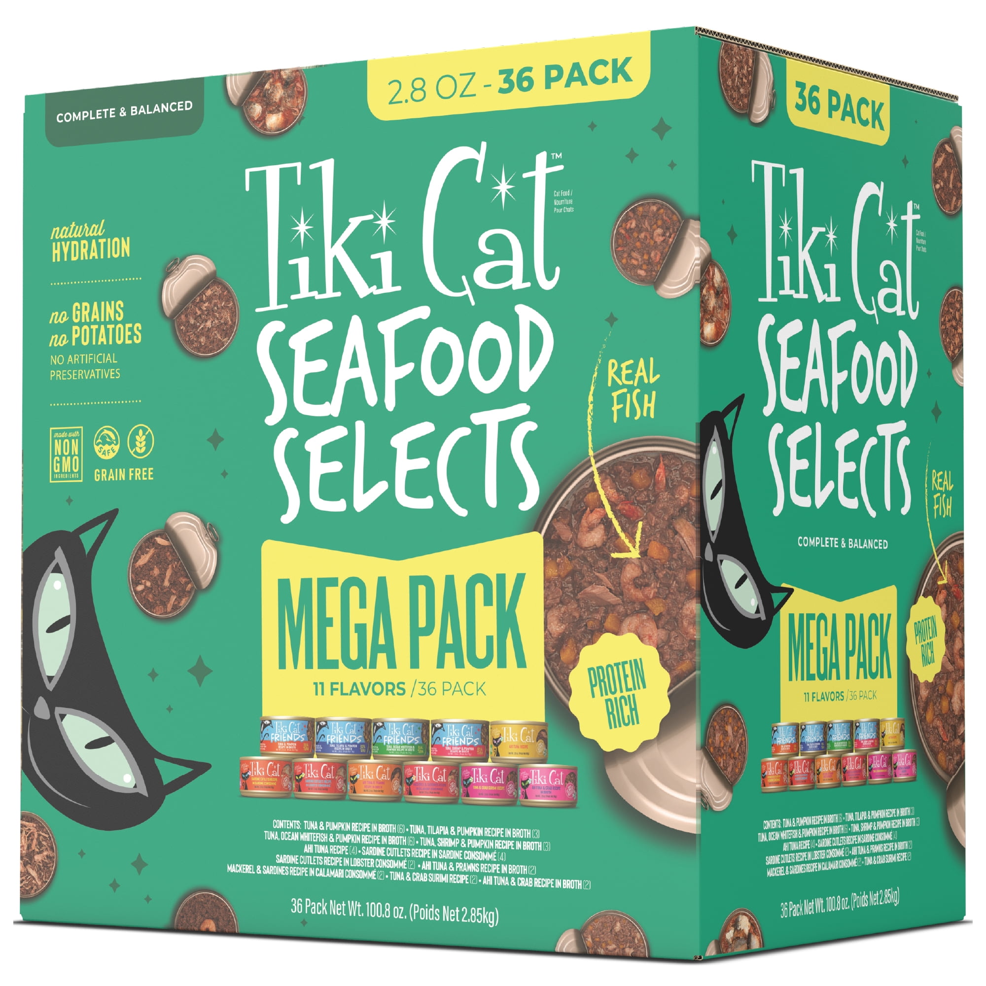 Tiki Cat Seafood Selects Wet Cat Food Mega Pack, 2.8 oz. Can (36