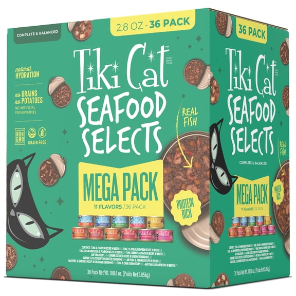 Tiki Cat Seafood Selects Wet Cat Food Mega Pack, 2.8 oz. Can (36 Count)