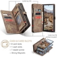 thumbnail image 3 of 2 in 1 Detachable for Samsung Galaxy S24 Ultra Wallet Case with Card Holder, Retro Premium Flip Leather Cover  Zipper Pocket Phone Cases 6.8'' (Coffee, S24 Ultra), 3 of 9