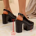 thumbnail image 4 of Lenago Women's Platform High Heel Sandals Open Toe Chunky Heel Slides Dress Shoes Backless Loafers Slip On for Summer Party Night Out Black 9.5, 4 of 9