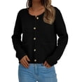 thumbnail image 2 of Women Knit Cardigan Sweaters Fall Fashion Long Sleeve Open Front Button Down Trendy Casual Jacket Winter Clothes Black S, 2 of 7