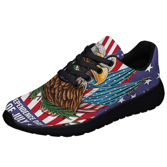 Patriotic Eagle Happy Independence Day 4th of July Shoes Sneakers Black Size 3.5