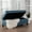 Blue, variant on Brown Faux Leather Storage Ottoman - Suitable for Family Rooms