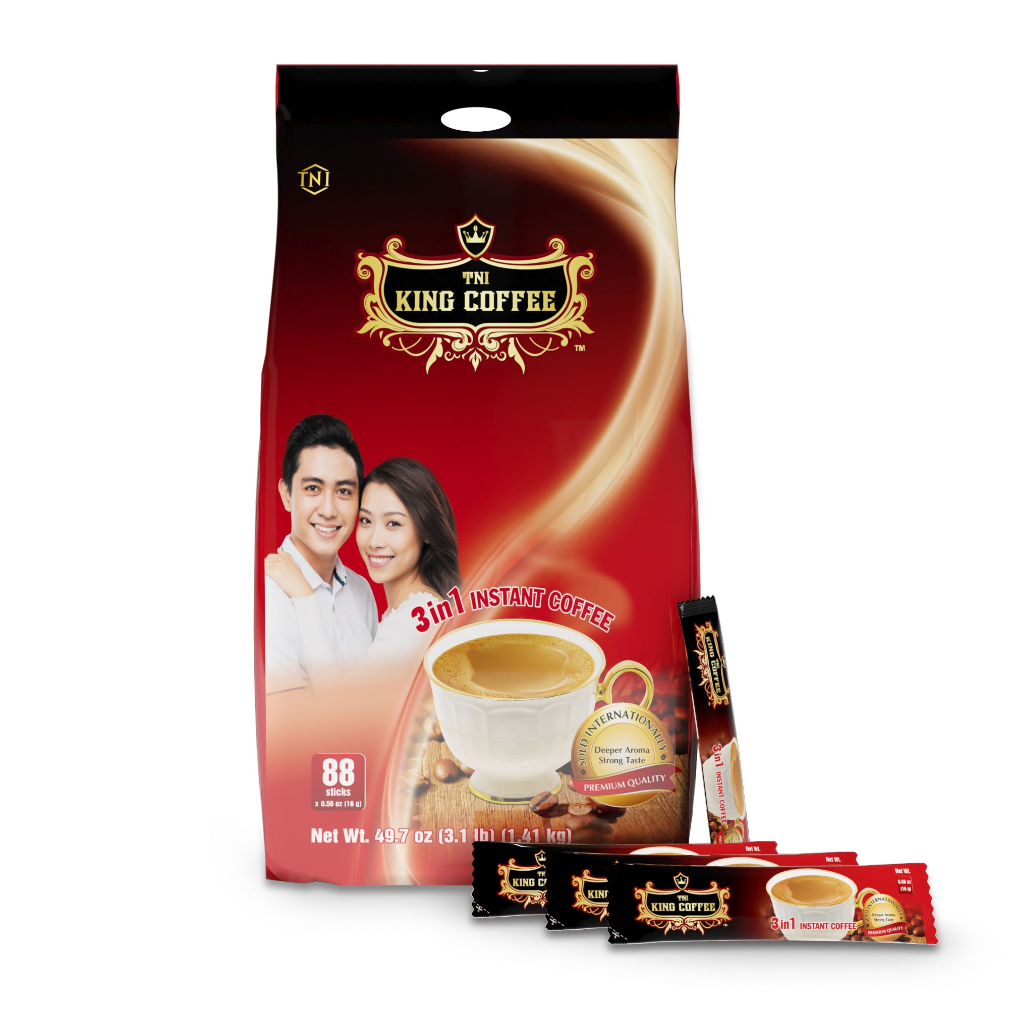 King Coffee 3in1 Instant Vietnamese Coffee Packets, Box 6 sticks x 16g Cafe  Mix, Long-lasting Aroma Balance Taste, Perfect for Powerful Day, Pack of 1