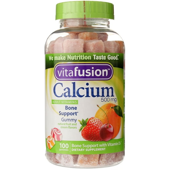 Vitafusion Calcium Gummy Vitamins Dietary Supplement, Fruit and Cream, 100 Ct (3 Pack) (Bundle)