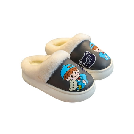 

Daeful Unisex-Child Fuzzy Slippers Slip On Plush Slipper Faux Fur Warm Shoes Casual Lightweight Home Shoe Winter Gray 6.5C-7C
